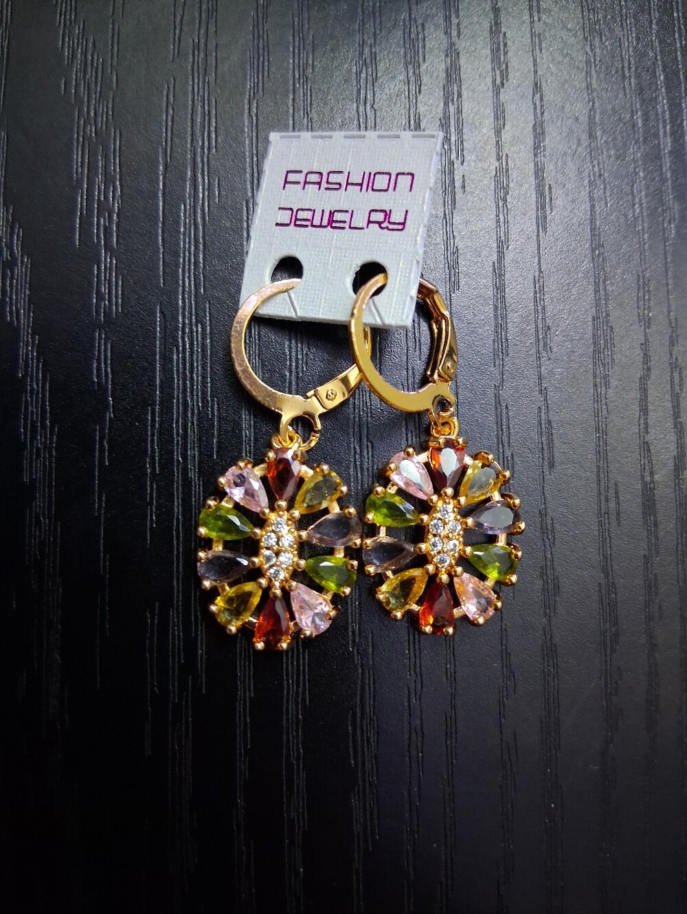 Fashion Jewelry Floral Multicolor Hoop Huggie Earrings